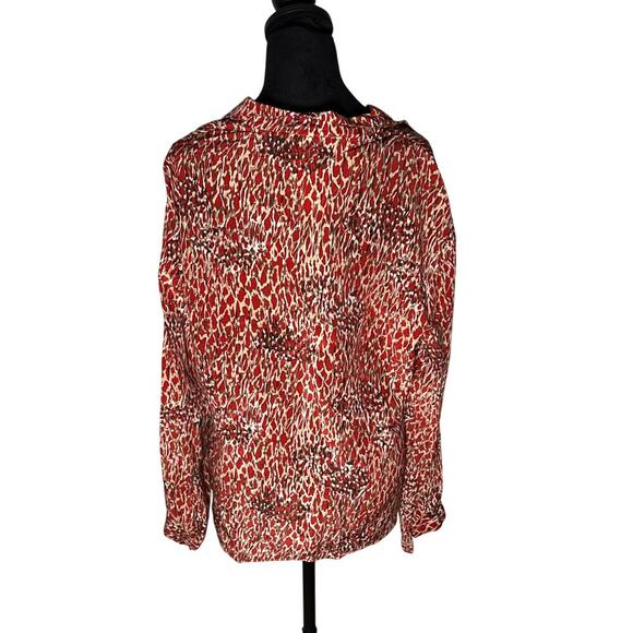 Women's Size 14 Jacqueline Ferrar 100% Silk Blouse Red Animal Print - Picture 6 of 7